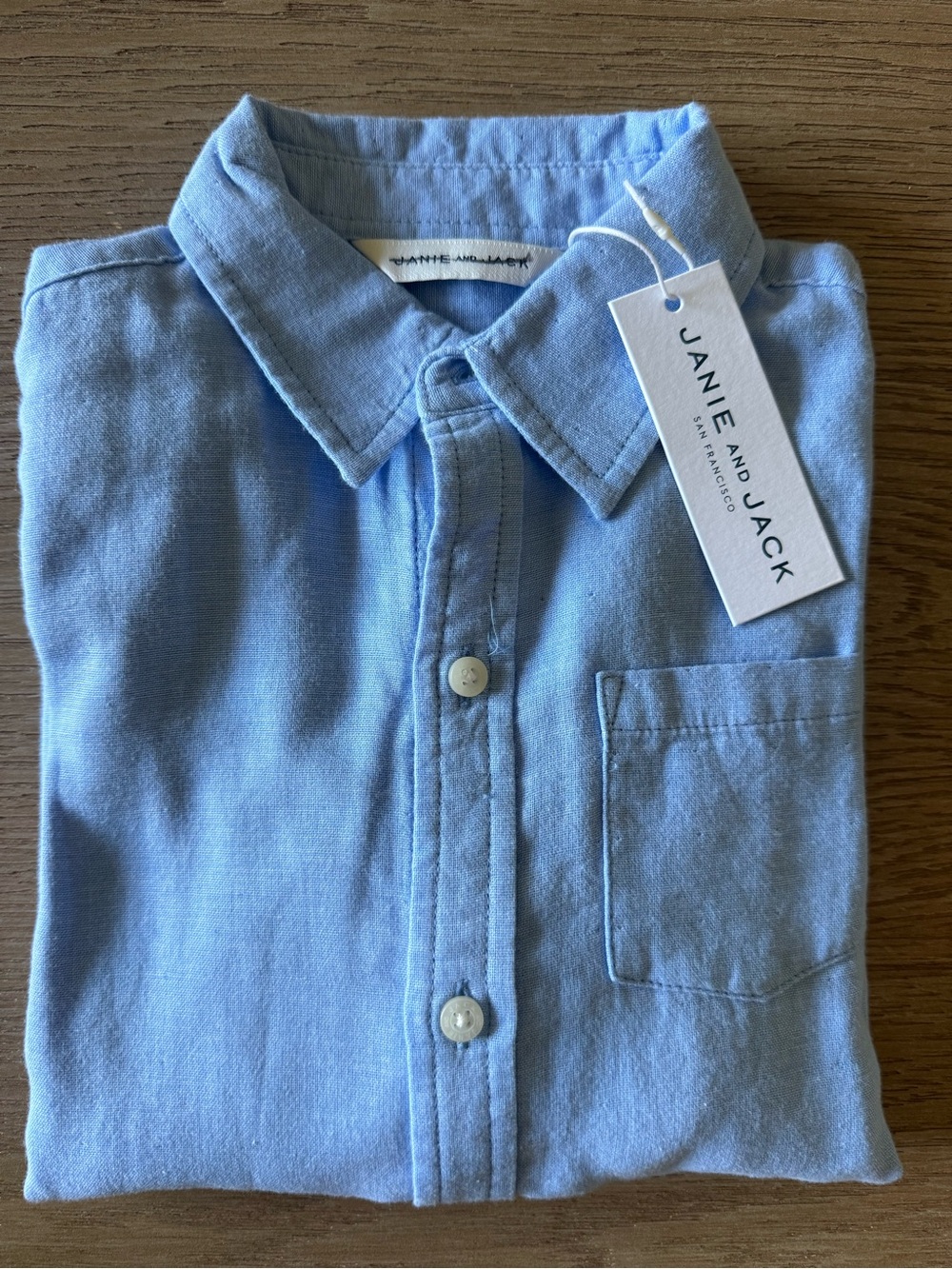 Janie and Jack NWT Boys Sz 6 Chambray Blue Casual Button-Down Shirt